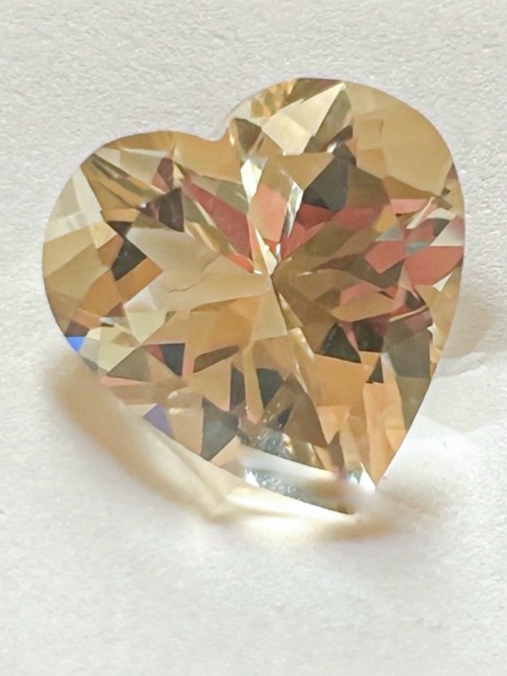 7.25CT Champagne Heart Cut Loose Gemstone 14x14mm Faceted